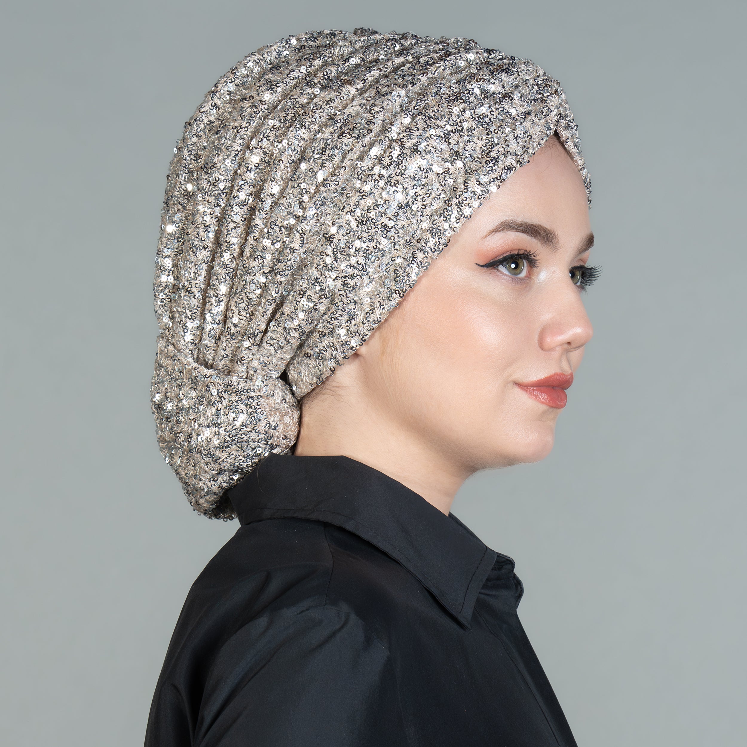 Beyrut Topuzlu Bone - Pul Payet İşlemeli