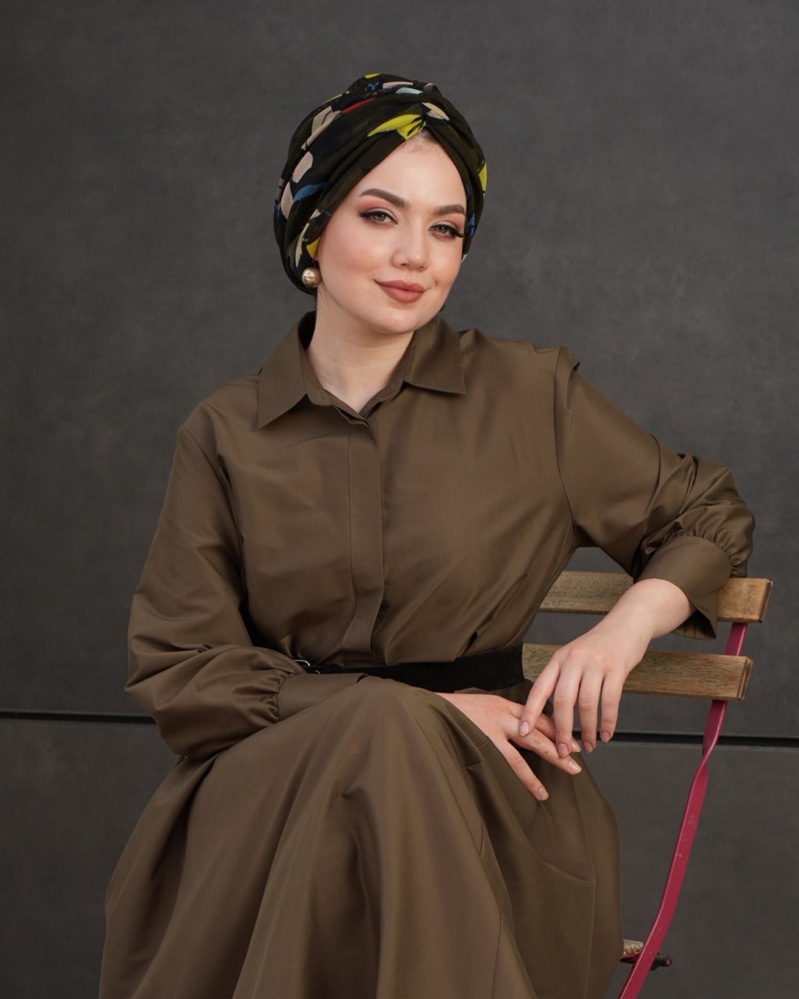 Milano Büzgülü Bone - Çiçek Desenli Tül Kumaş