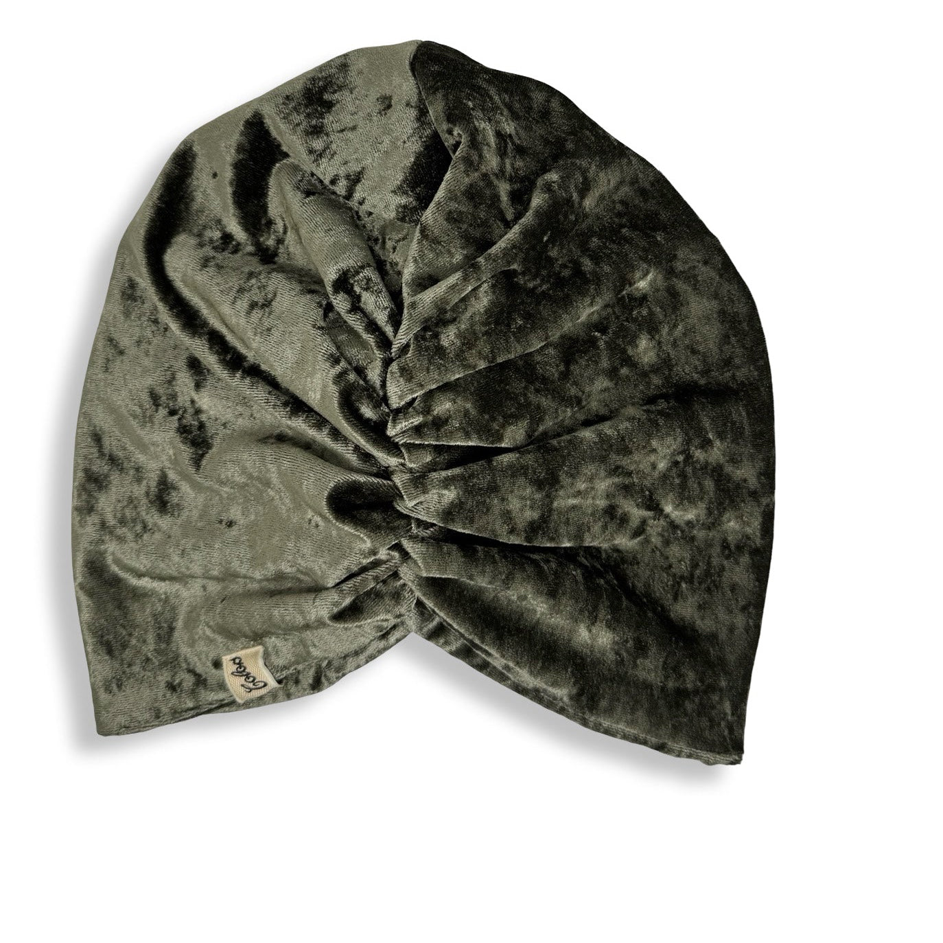 Milano Büzgülü Bone - Haki Kırık Kadife Kumaş