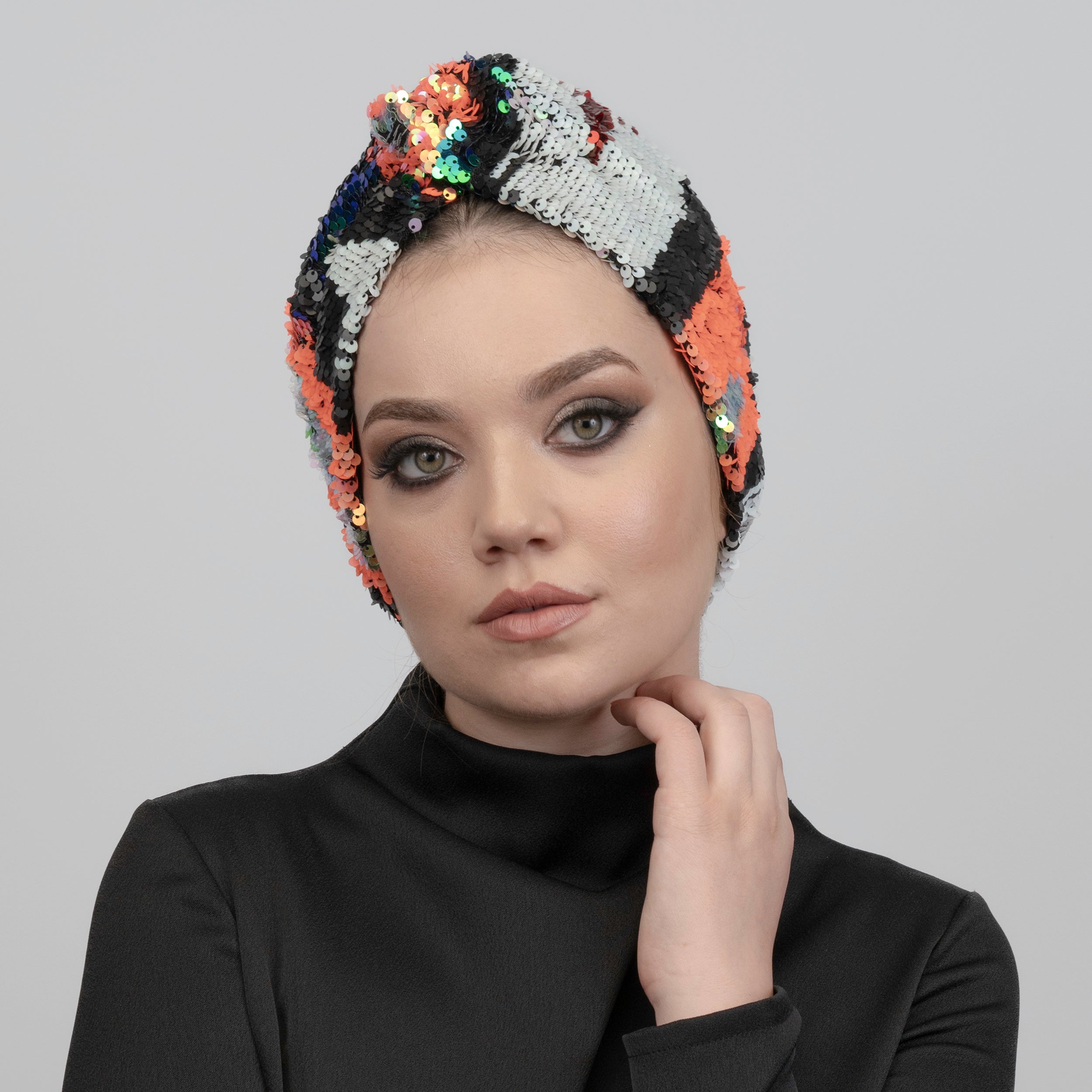 Roma Sequin Bonnet - Stretch Fabric - Lined - Multicolored - Bitter Colors 