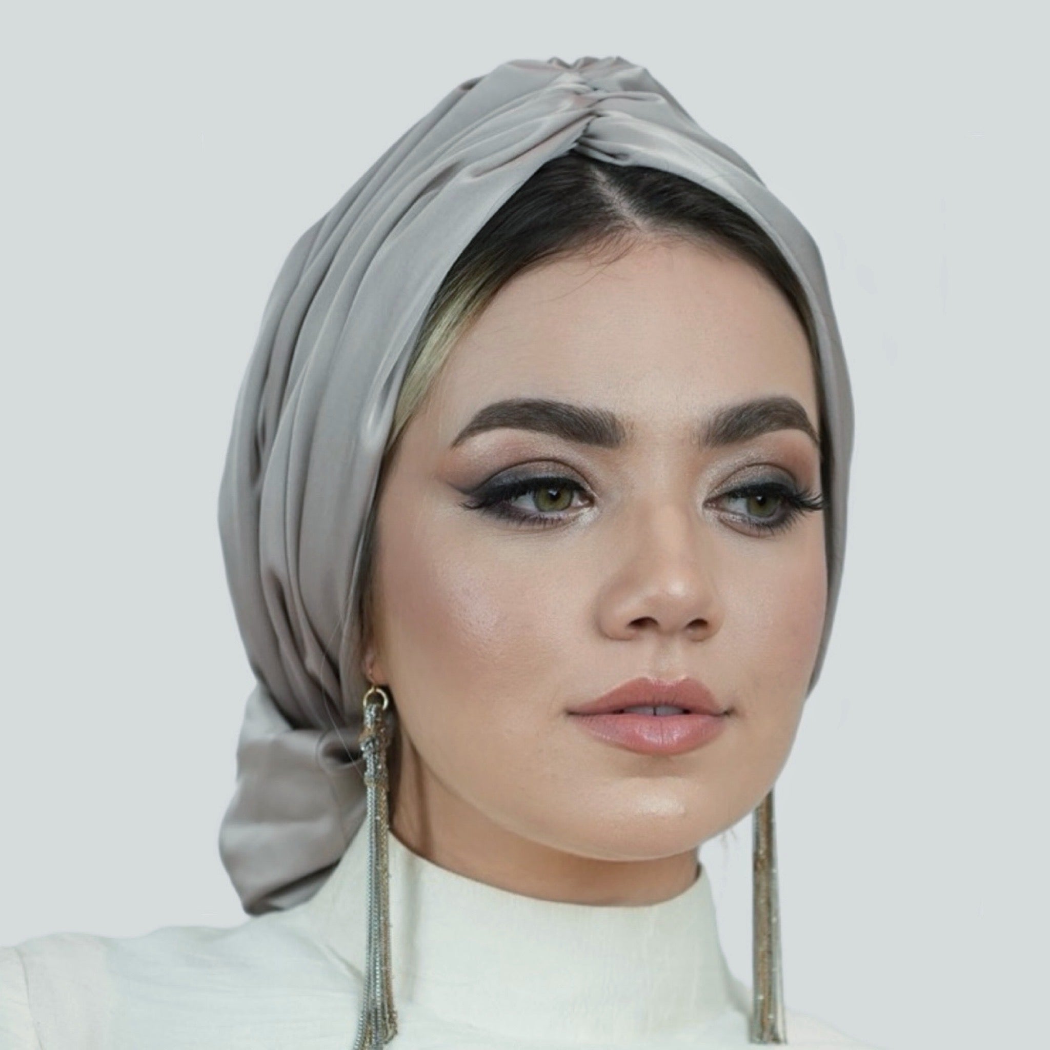 Abu Dhabi Ready-Made Bonnet - Lycra Satin Fabric - Black - BitterColors 