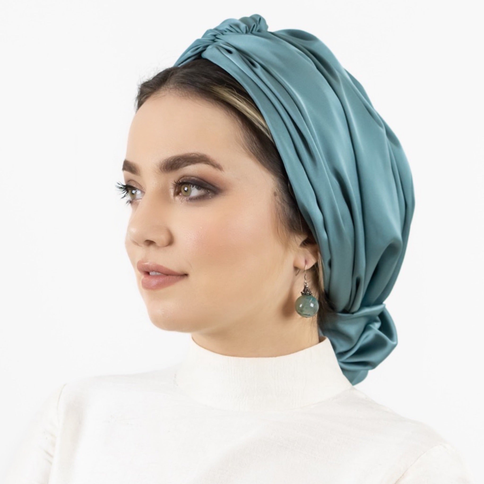Abu Dhabi Ready-Made Bonnet - Lycra Satin Fabric - Black - BitterColors 