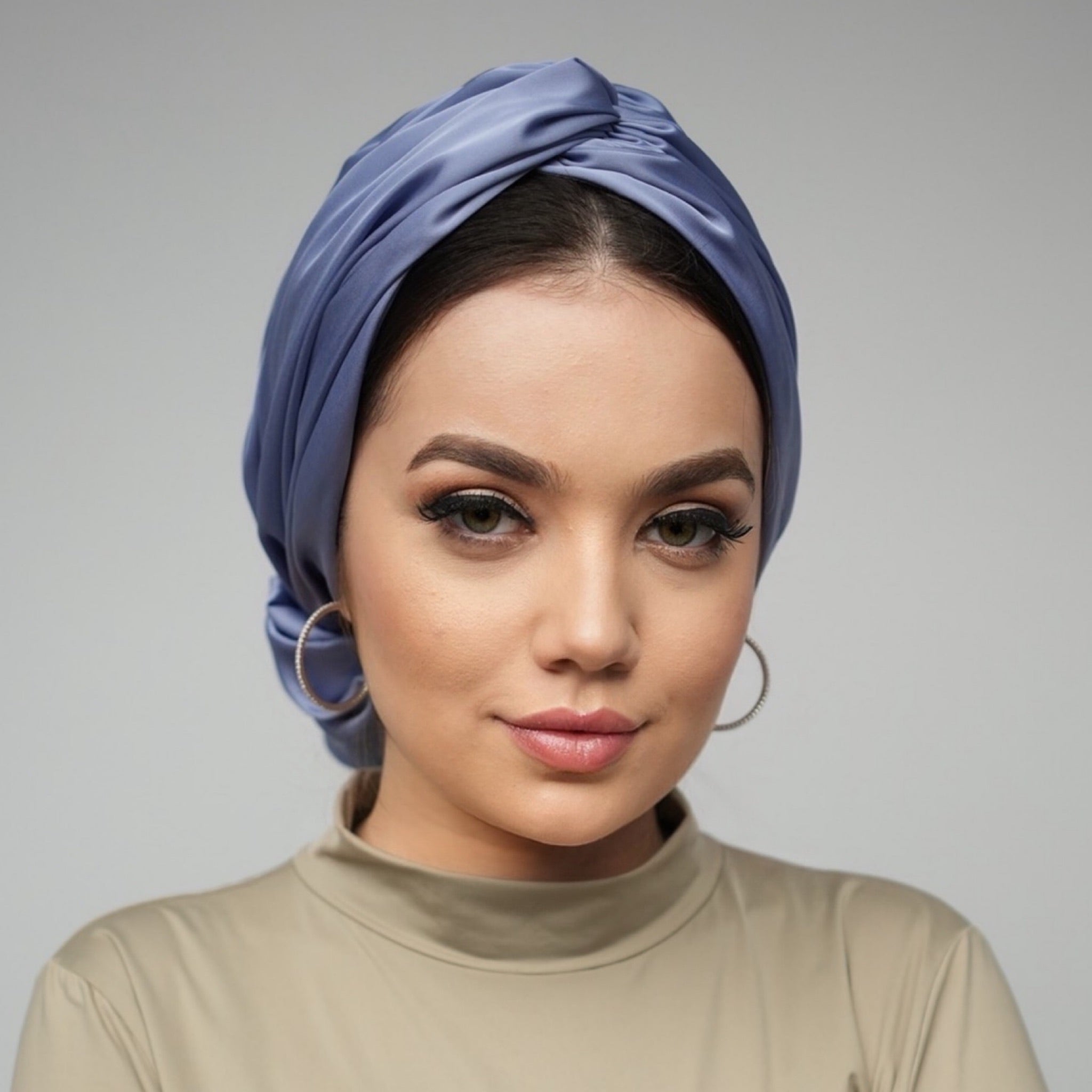 Abu Dhabi Ready-Made Bonnet - Lycra Satin Fabric - Black - BitterColors 