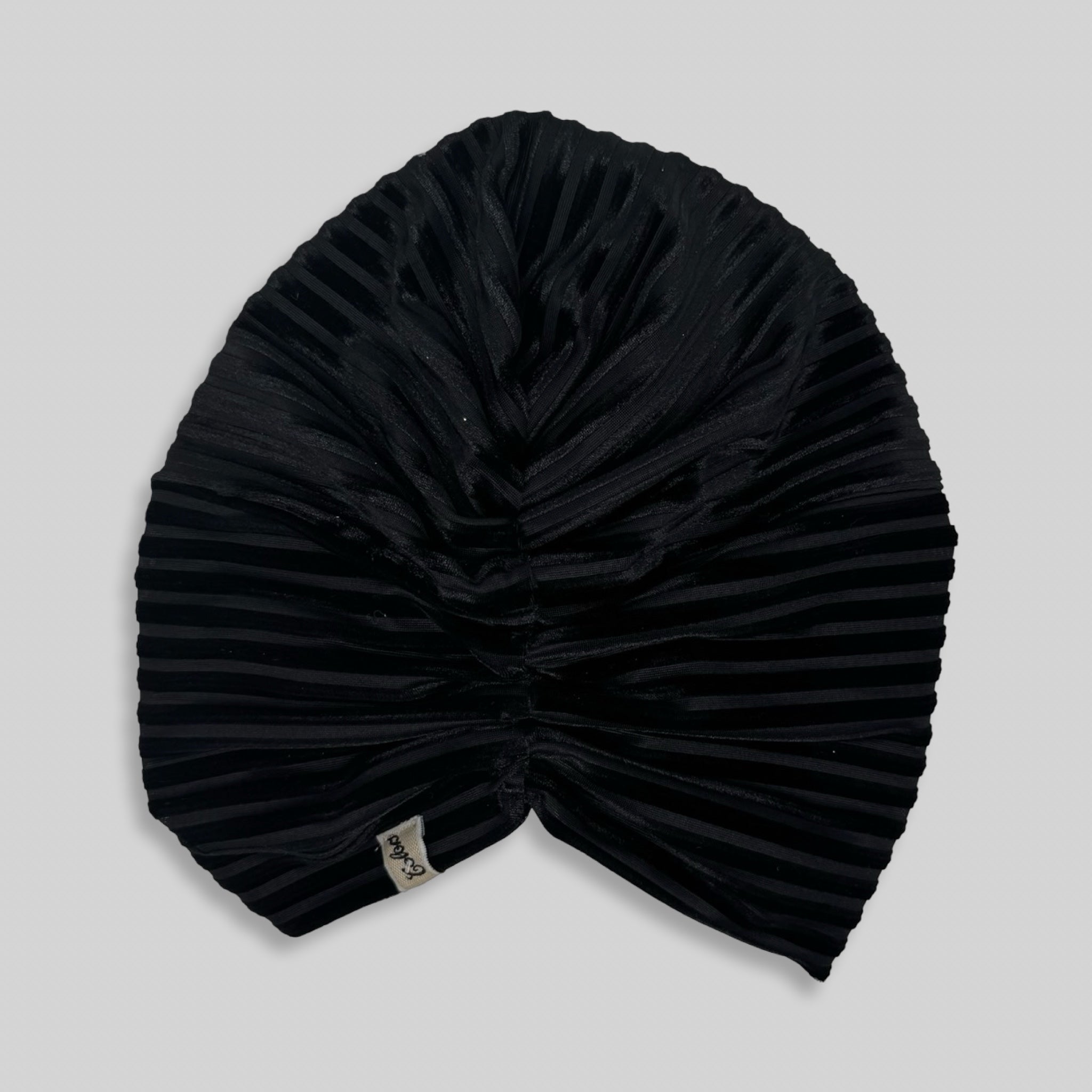 X Burgulu Büzgülü Bone - Siyah Fitilli Kadife