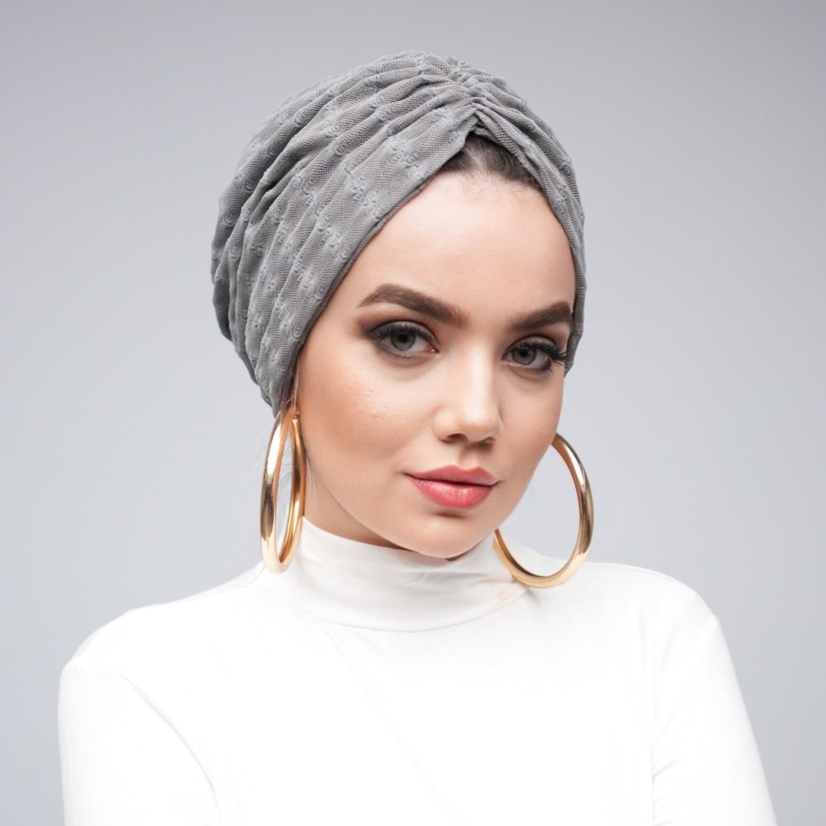 Milano Büzgülü Bone - Esnek File Kumaş