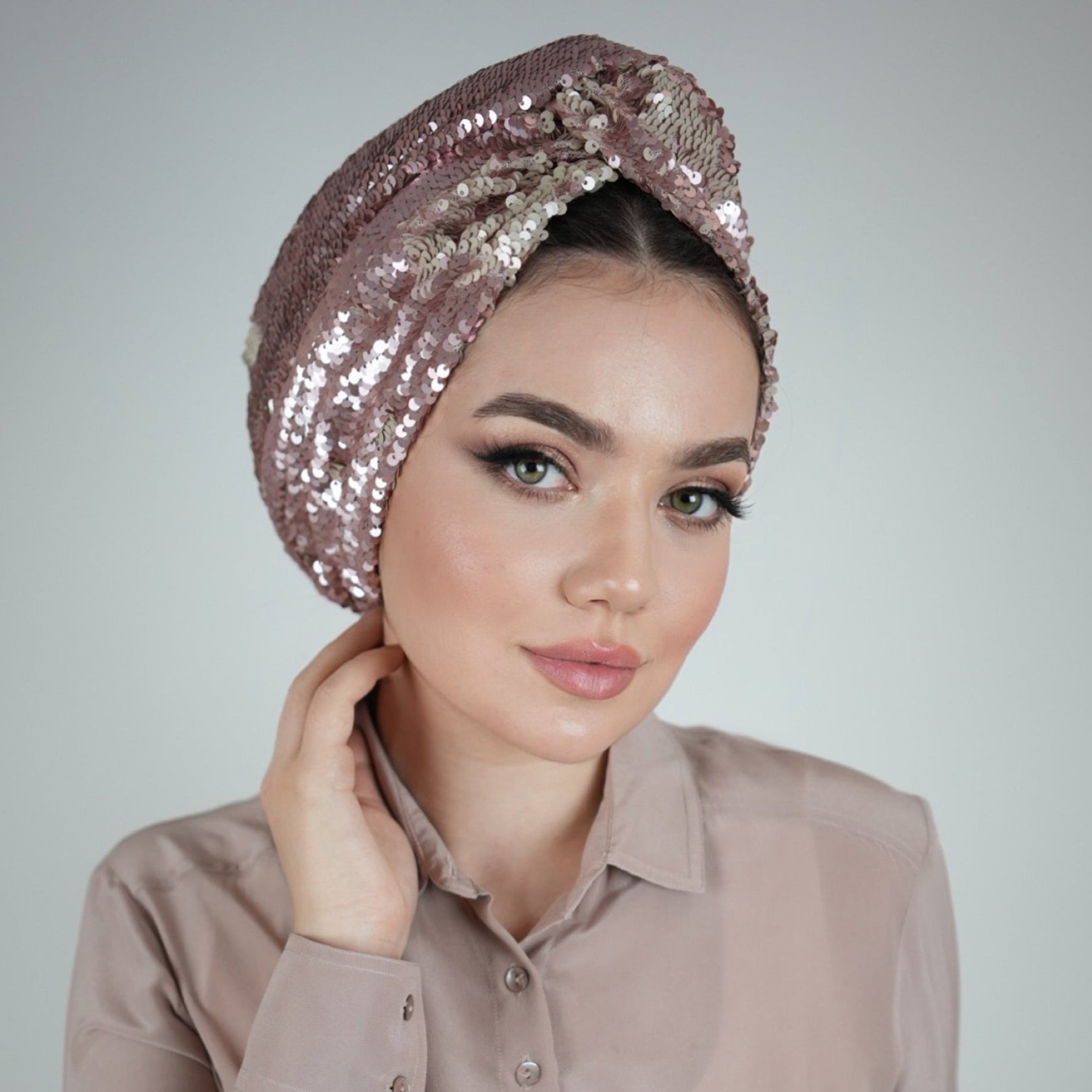 Roma Sequin Bonnet - Stretch Fabric - Lined - Multicolored - Bitter Colors 
