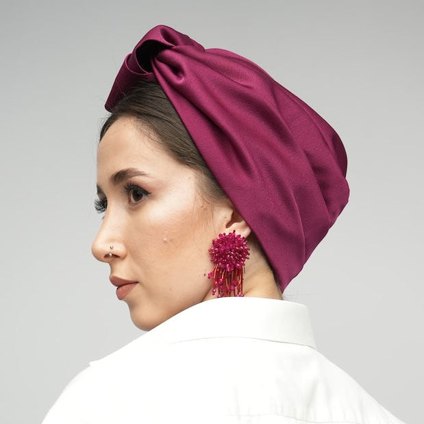 Venus Ready-Made Bonnet - Crepe Satin Fabric - Beige Color - Bitter Colors