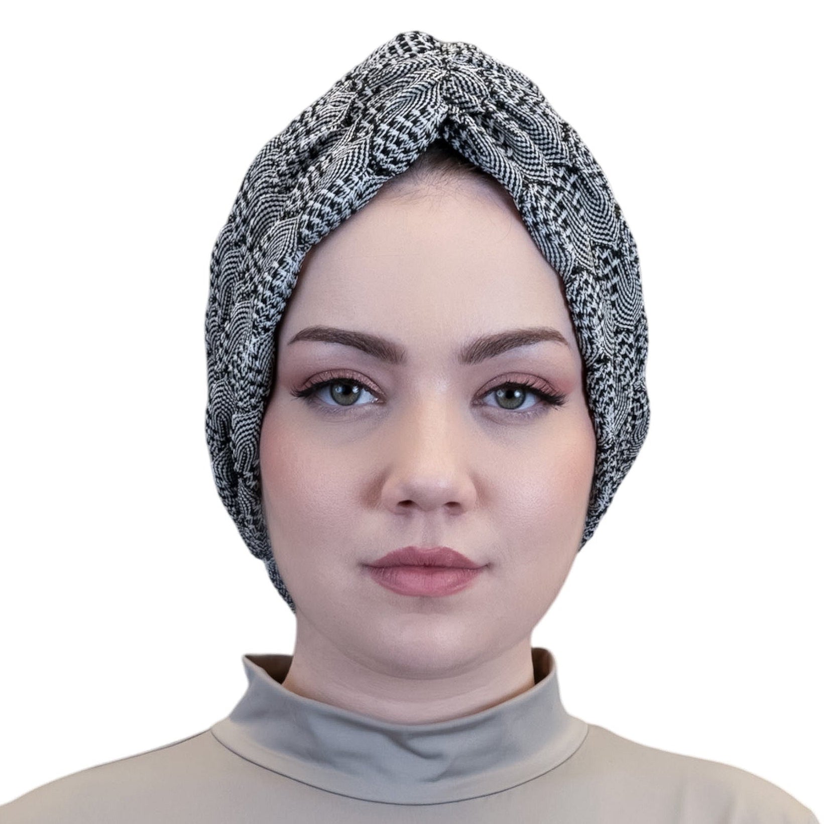 X Burgulu Büzgülü Bone - Siyah Beyaz - Hafif Kumaş