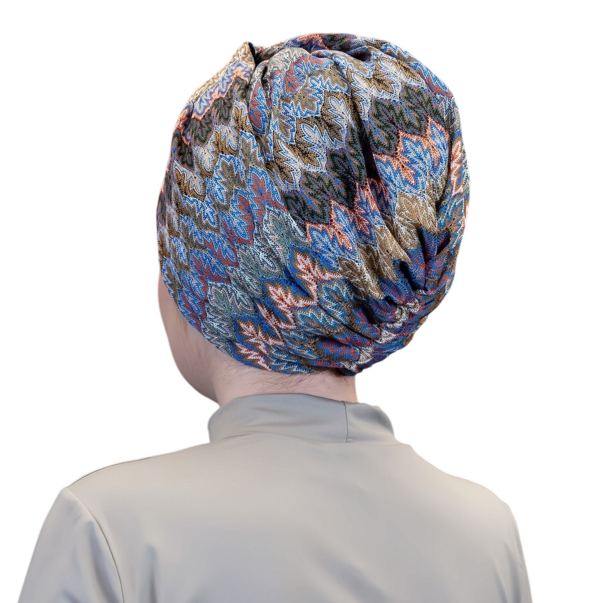 Barcelona Twisted Turban - Mint Green Zigzag Pattern Knit Fabric