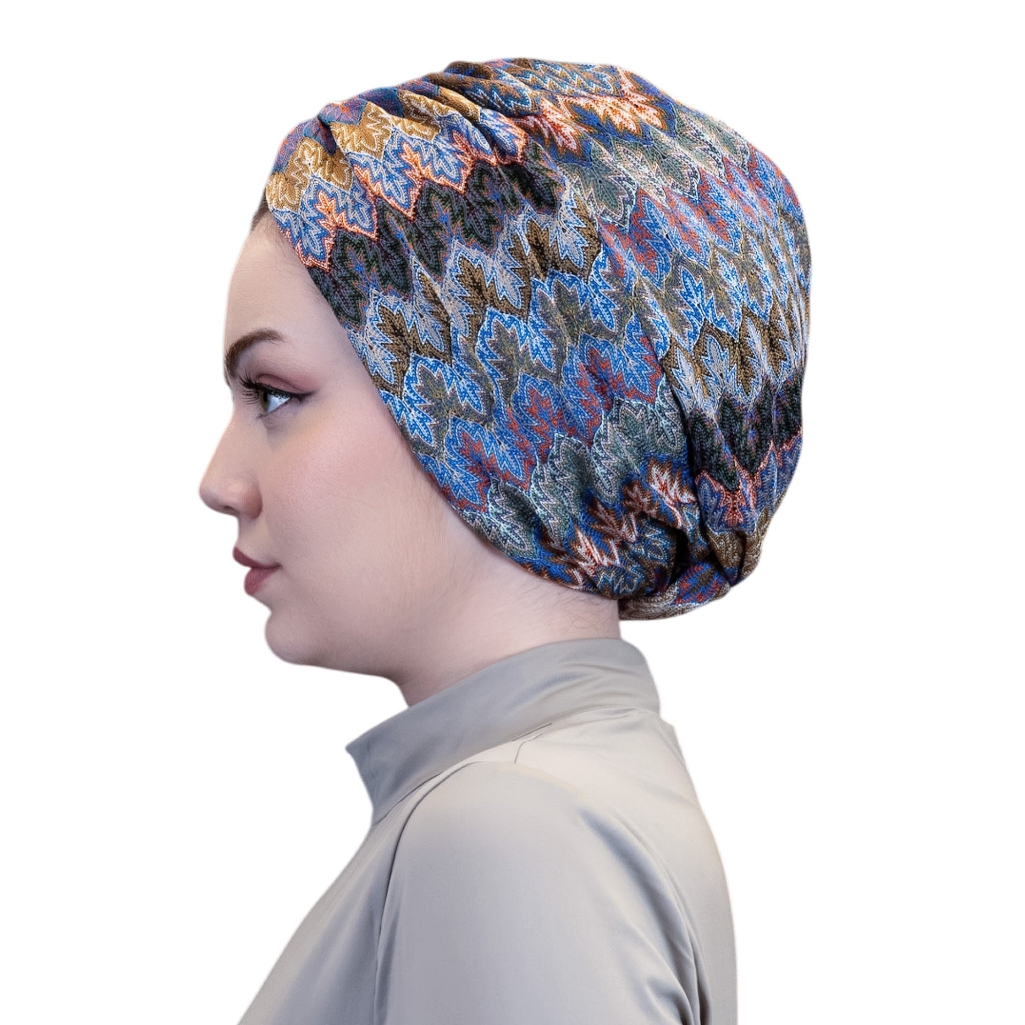 Barcelona Twisted Turban - Mint Green Zigzag Pattern Knit Fabric
