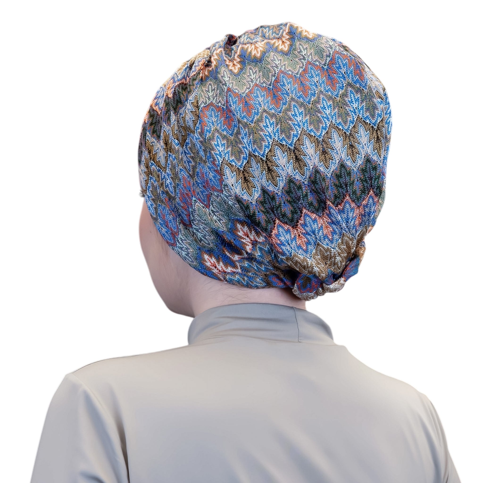 Barcelona Twisted Turban - Mint Green Zigzag Pattern Knit Fabric
