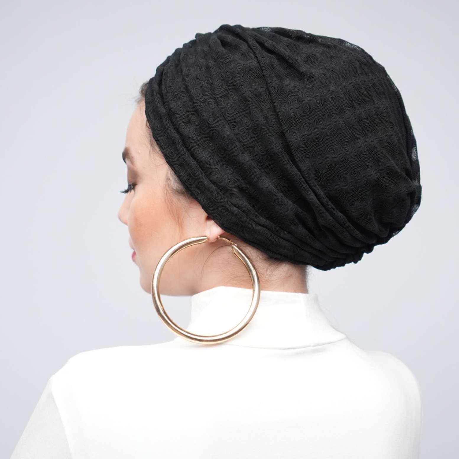 Milano Büzgülü Bone - Esnek File Kumaş