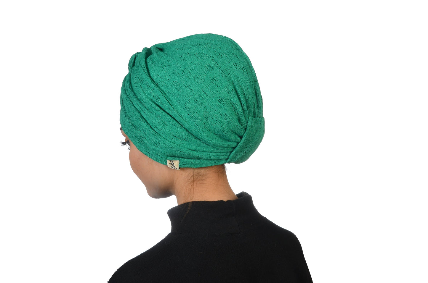 Twisted Knitty Green Yeşil Renk Esnek Örme Kumaş El Yapımı Şık Bone