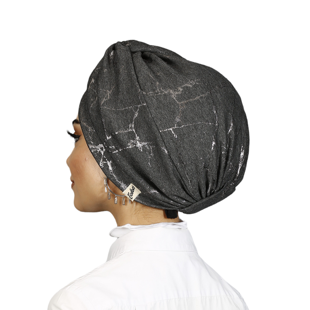 Twisted Cotton Bonnet - Glitter Fabric - Anthracite Color - BitterColors 