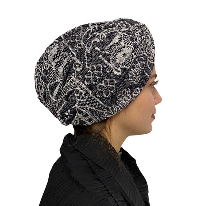 Barcelona Burgulu Bone - Çiçek Desenli Örme Kumaş