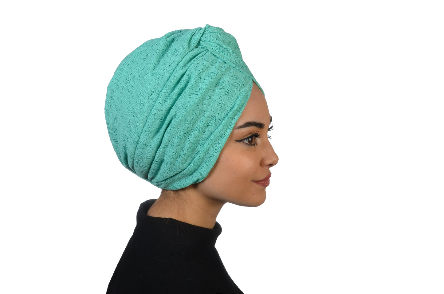 Twisted Knitty Mint Su Yeşili Renkli Esnek Örme Triko Kumaş El Yapımı Şık Bone