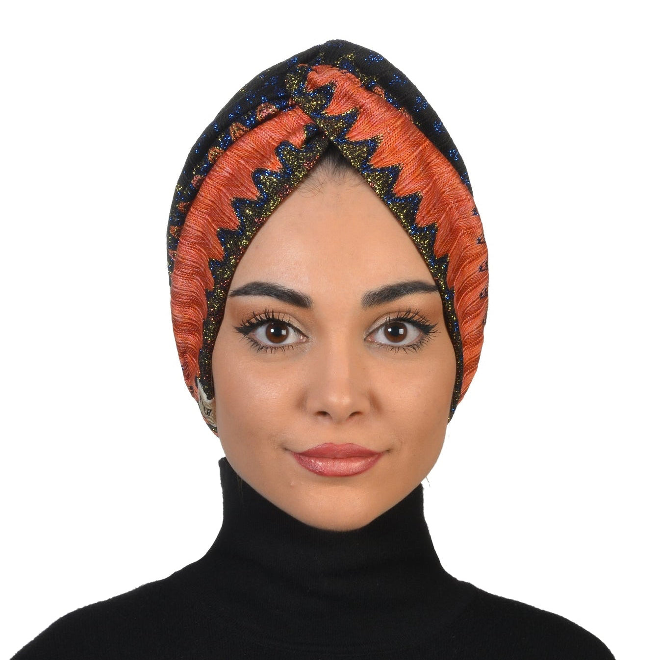 Twisted Zigzag Bonnet - Knitted Fabric - Multicolored/Orange - BitterColors 