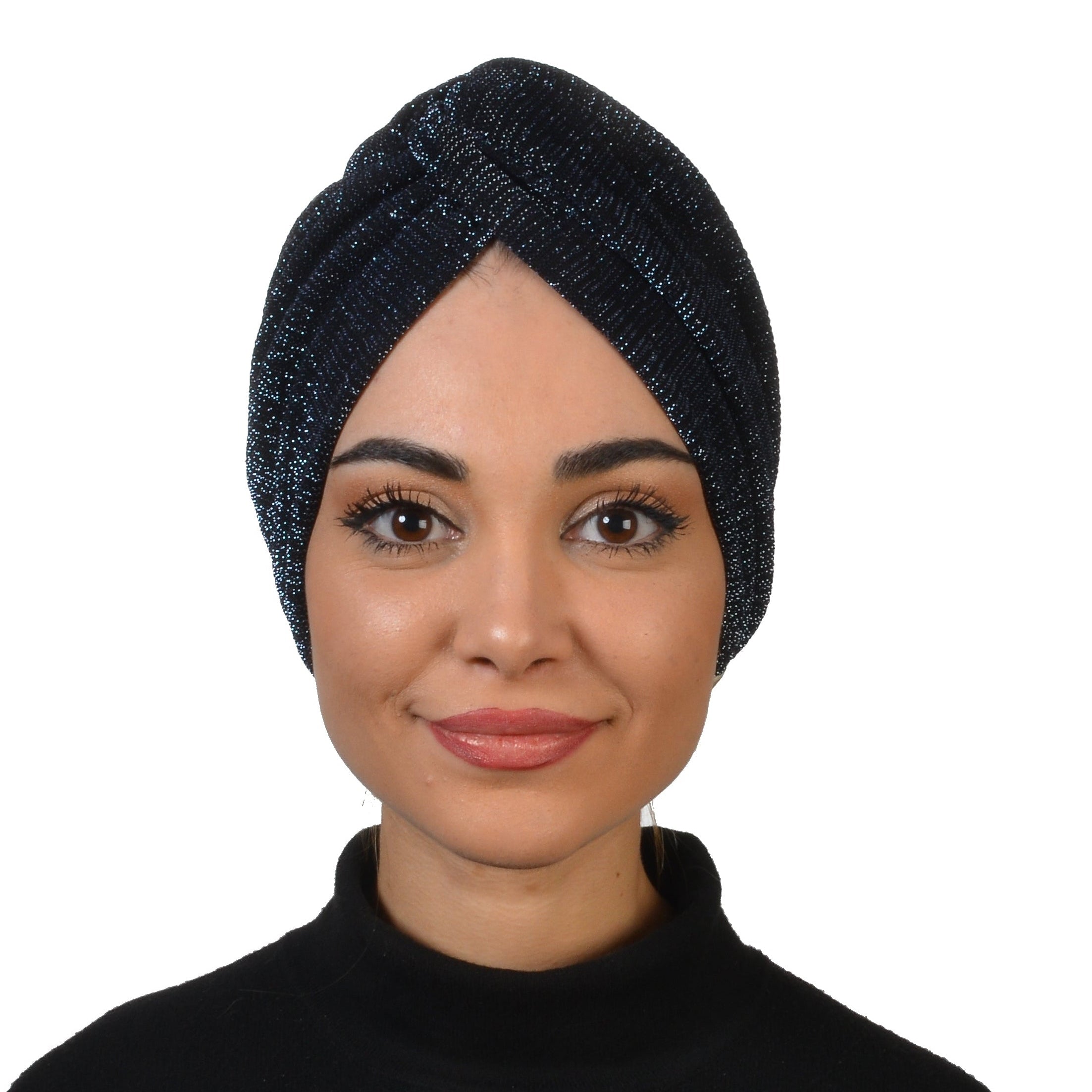 Twisted Bonnet - Flexible Glitter Fabric - Double-Sided - Black Color - BitterColors