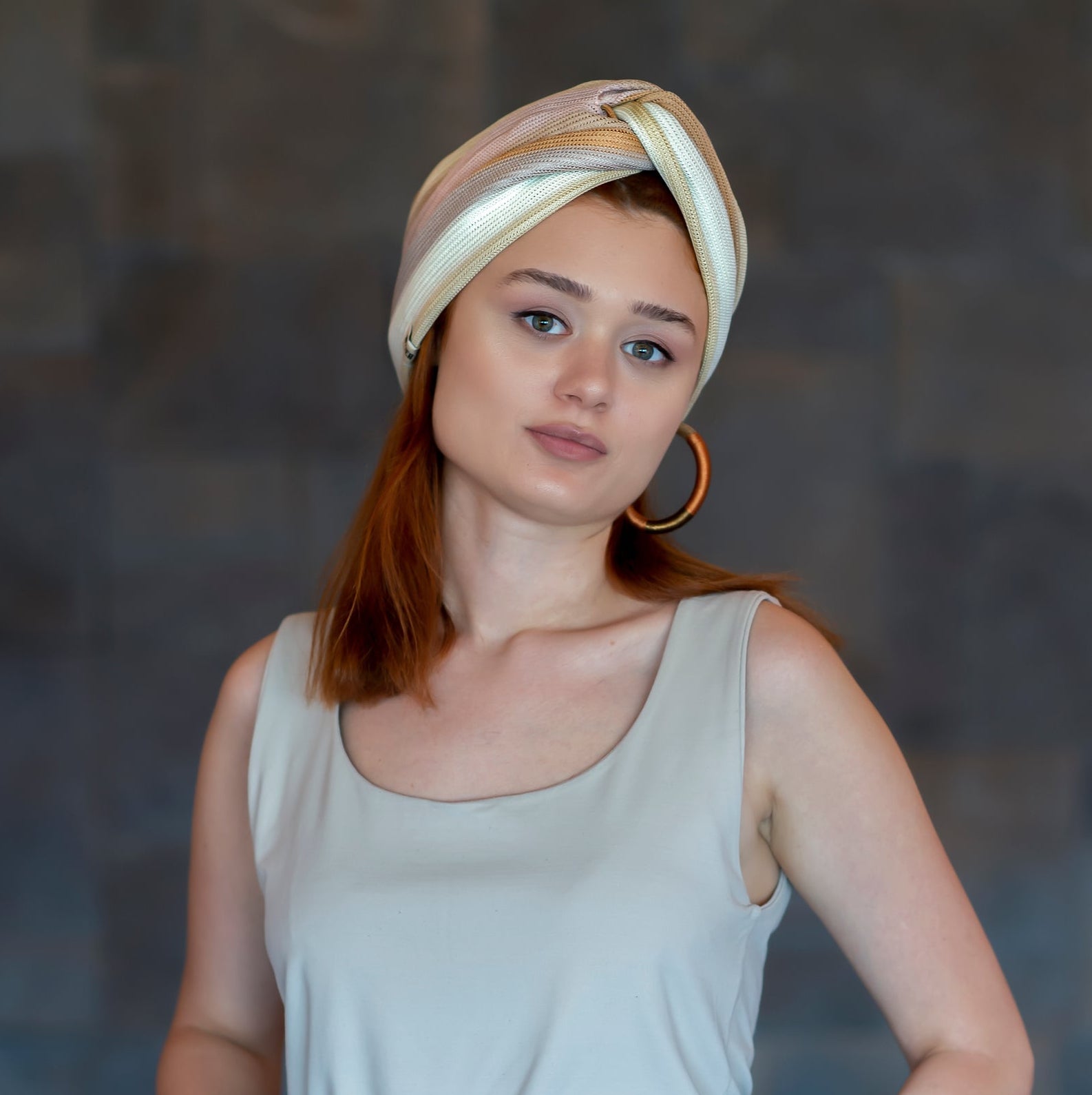 Barcelona Burgulu Bone - Pastel - Çizgili Örme Kumaş