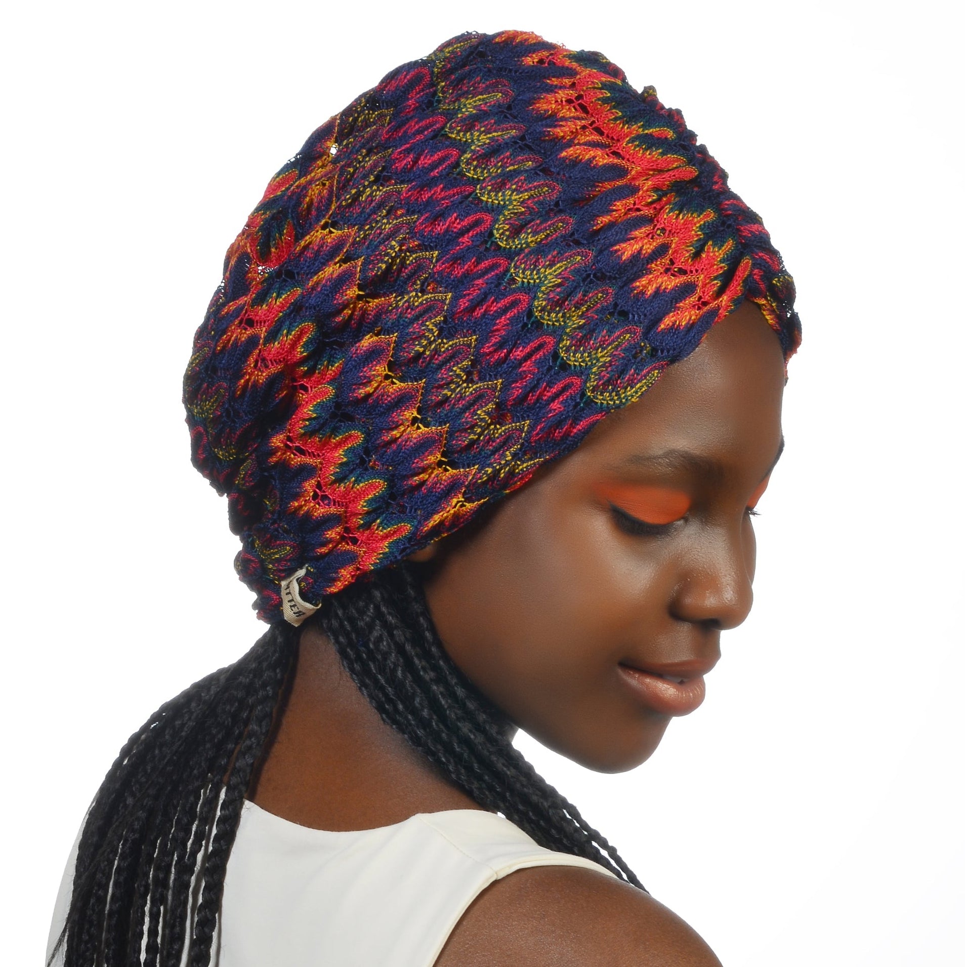 Bitter Curly Gathered Bonnet - Stretchy Knit Fabric - Multicolored - BitterColors 
