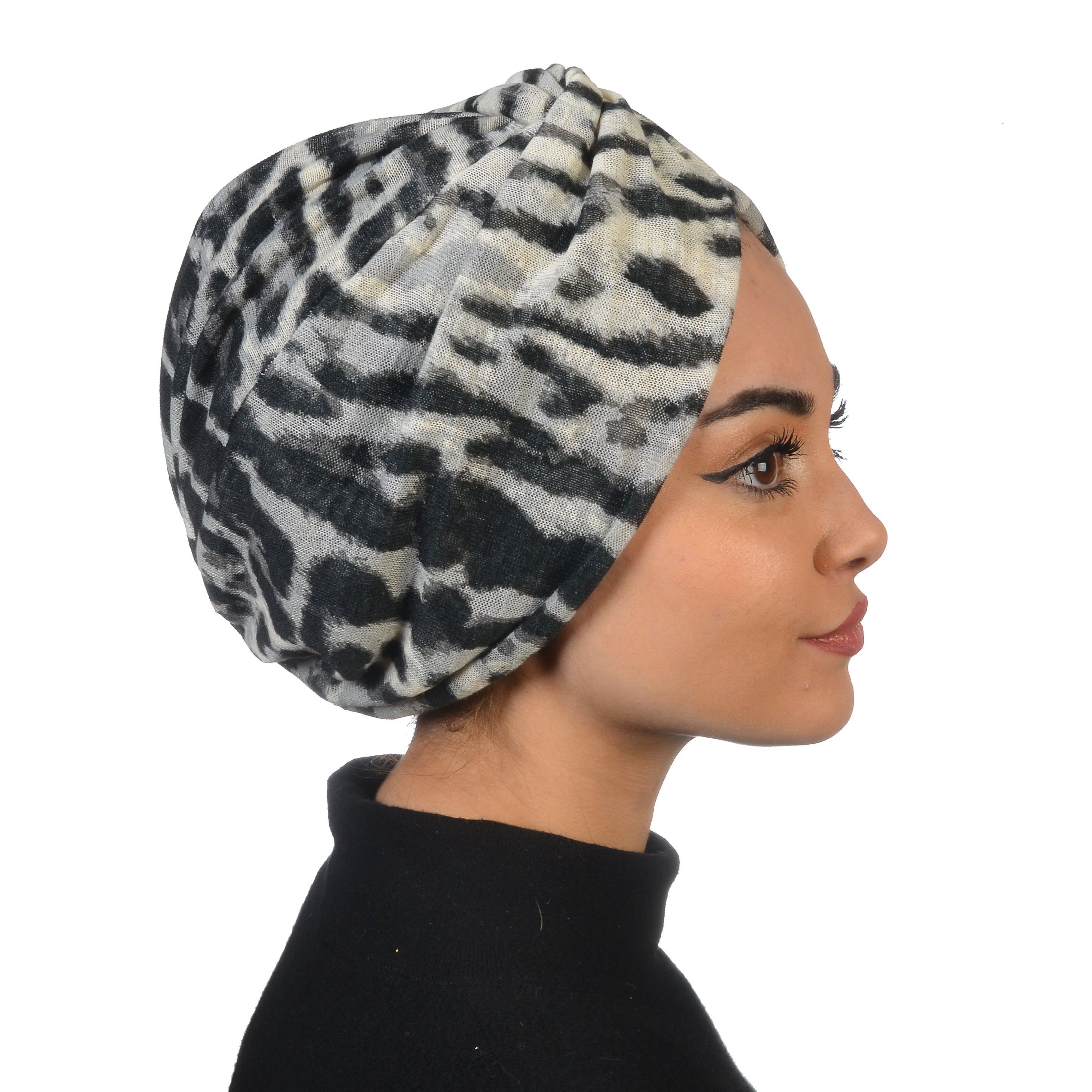 Barcelona Burgulu Bone - Leopar Desenli Örme Kumaş